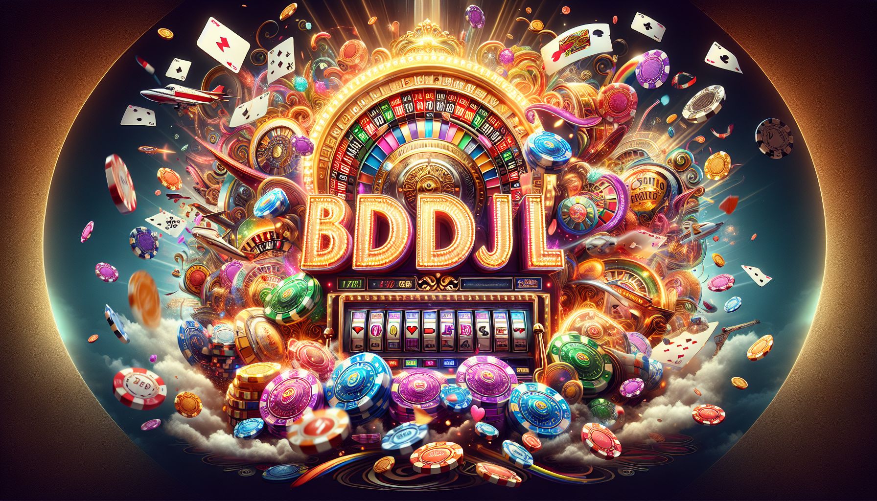 Premium BDTJL casino lobby with glowing tables, slot lights, and a sleek digital atmosphere