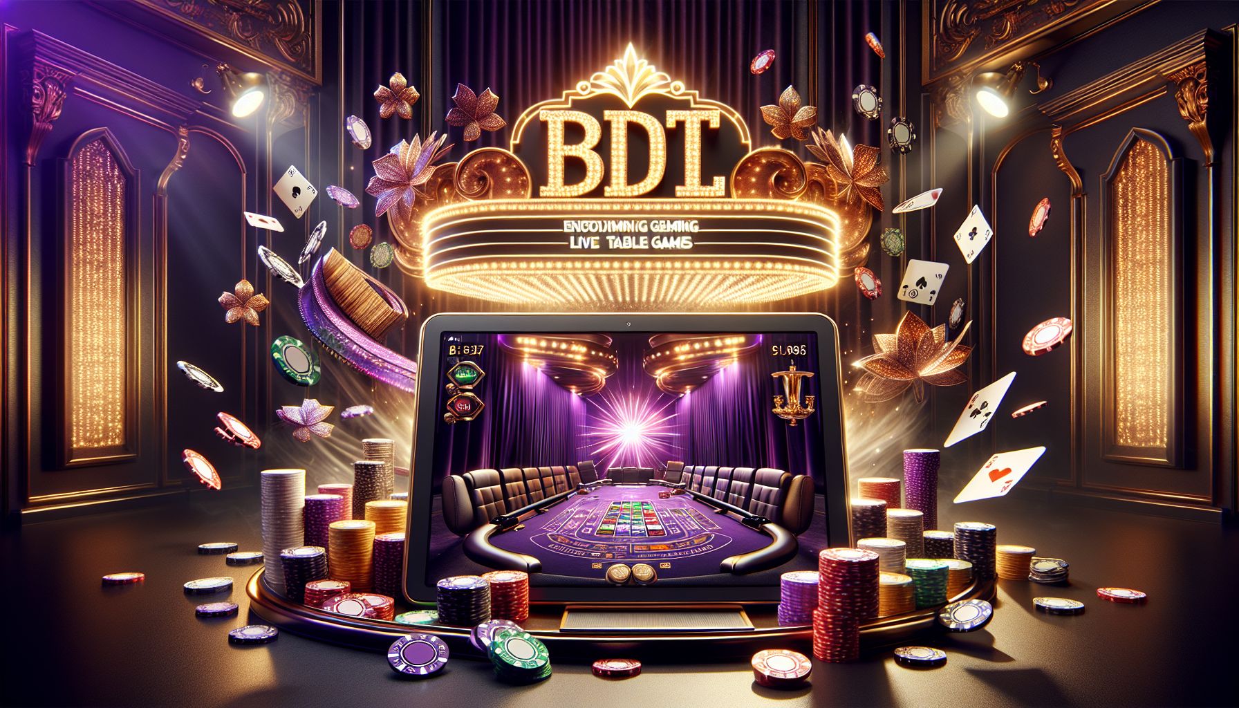 Focused gamer in Bangladesh surrounded by vivid digital casino effects and sleek BDTJL visual elements